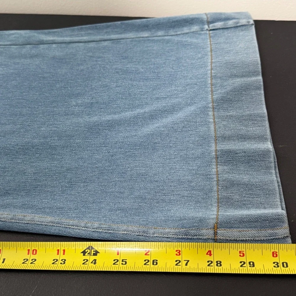 Halara Wide Leg Jeans Womens Large Blue NWT Flex Denim High Waisted Light Wash - Picture 6 of 9